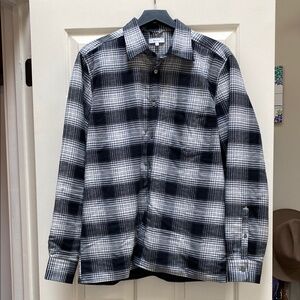 Men's Black and White Plaid Shirt